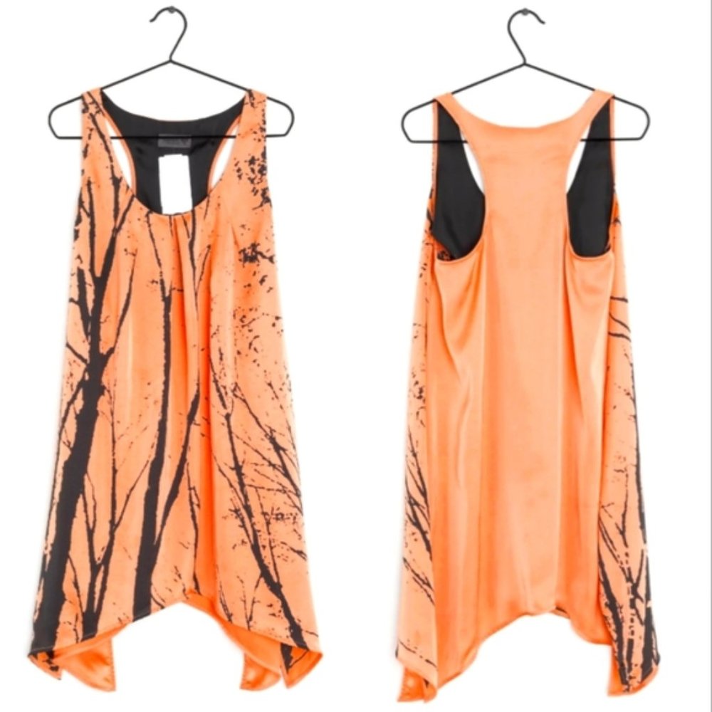Anthropologie Numph Coral Orange Sleeveless Flowy Dress Boho Bohemian Lagenlook